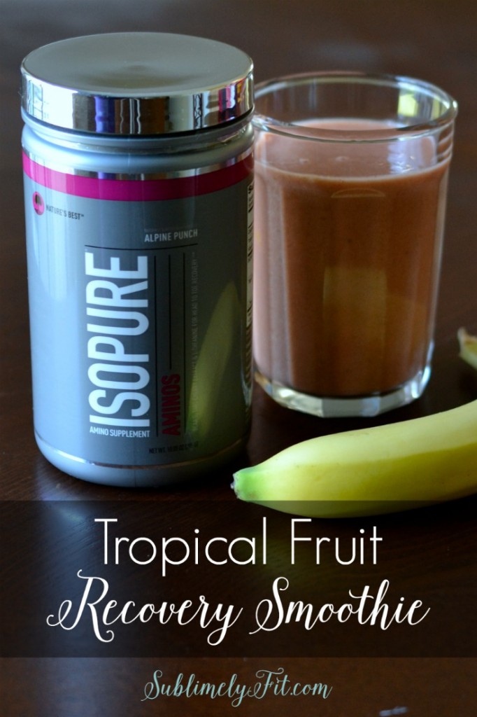 Need to refuel to recover from a hard workout? Try this Tropical Fruit Recovery Smoothie, made with Isopure Aminos! #isopure #behindthemuscle