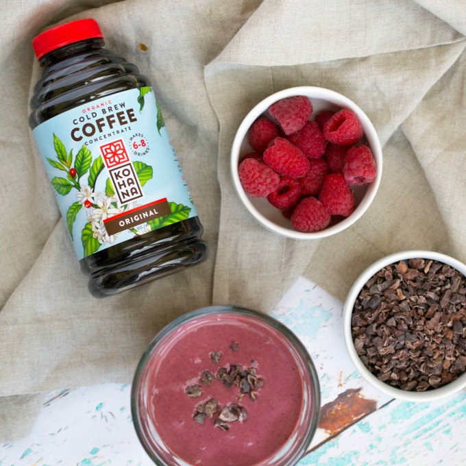 Need a quick, simple, healthy smoothie recipe with a caffeine kick? This Raspberry Mocha Protein Smoothie is perfect for you! 