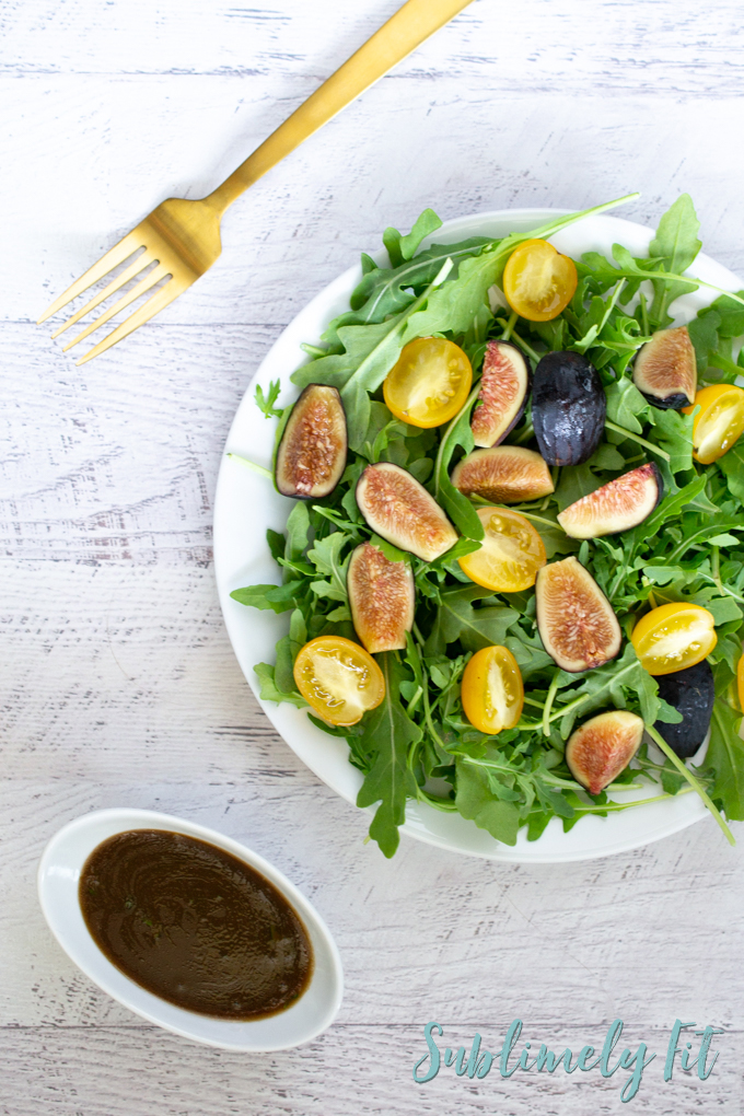 Simple Fig Arugula Salad with Maple Balsamic Dressing