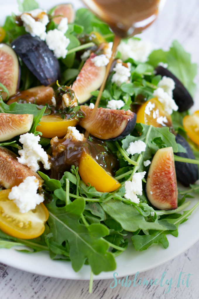 Simple Fig Arugula Salad with Maple Balsamic Dressing